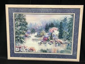 lot 222 image: Lou Roman North Woods Retreat Reproduction Watercolor w COA 760900