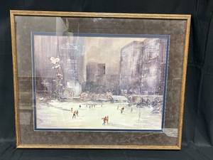 lot 229 image: Lou Roman Signed & Numbered Picture of Urban Park w Skaters 487650
