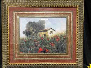 lot 231 image: Ornately Framed Guido Borelli Signed The House Among the Poppies