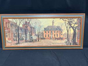 lot 15 image: VTG Framed Picture of Williamsburg Scene