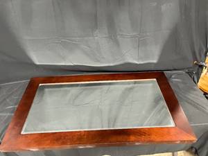 lot 167 image: Mirror w Dark Wooden Frame 50x28