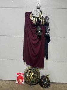 lot 233 image: Medieval Warrier Halloween Costume & Red Curly Wig