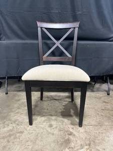 lot 251 image: X Design Open Back Black Chair w Beige Cushion