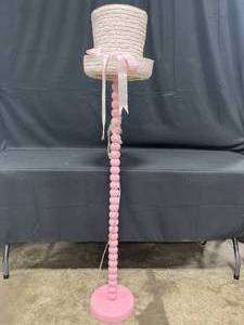 lot 176 image: Adorable Pink Hat Floor Lamp w Ribbon