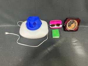 lot 256 image: KAZ Humidifier, Travel Mirror, Sunglasses w Pink Case & Mini Bible