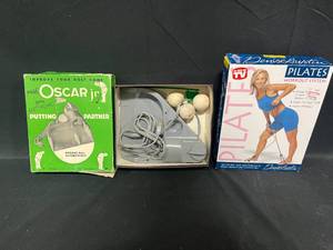 lot 263 image: VTG Oscar Jr Putting Partner & Denise Austins Pilates Workout System
