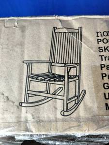 lot 11 image: Wooden Rocking Chair-White Needs Repair