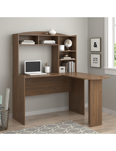 lot 103 image: Ameriwood Altra Sutton L Desk with Hutch - Saint Walnut