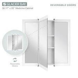 lot 86 image: Glacier Bay 30-316 in. W x 29 in. H Framed Surface-Mount Tri-View Bathroom Medicine Cabinet with Mirror, White