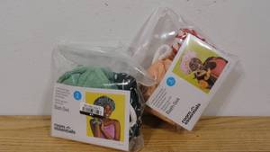 lot 46 image: Set of 2, 3pc Bathroom Accessories Set - Room Essentials Green & Orange