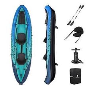 lot 109 image: Tobin Sports Wavebreak Inflatable 2-Person Kayak Set, Removable Seats-Blue