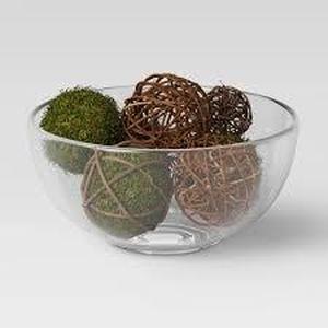lot 127 image: (Set of 2) Decorative Moss Ball Filler Dark Moss Green - Threshold