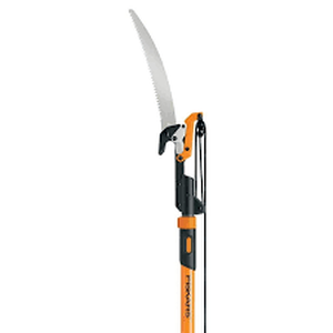 lot 134 image: Fiskars PowerLever 1-18 in. Cut Capacity Steel Saw Blade 15 in. Fiberglass Pole 14 ft. Tree Pruner