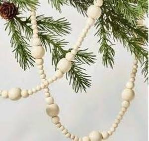 lot 130 image: Hearth & Hand With Magnolia WOOD BEAD GARLAND Christmas Tree One Set 12 ft