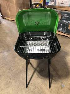 lot 12 image: Americana Walk-A-Bout Portable Charcoal Grill in Green   Customer Returns See Pictures