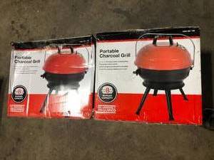 lot 32 image: Lot of 14 in. Portable Charcoal Grill in Red   Customer Returns See Pictures
