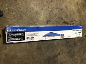 lot 42 image: Everbilt 10 ft. x 10 ft. Blue Instant Canopy Pop Up Tent Customer Returns See Pictures