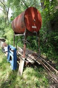 lot 149 image: Steel 300 Gallon Fuel Barrel with Dispenser and Stand