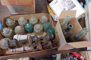 lot 317 image: Antique Glass Insulators and Bottles