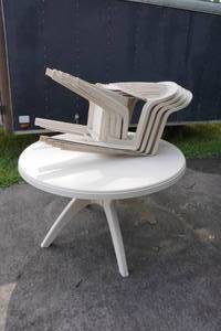 lot 24 image: 46 Round Patio Table and Chairs