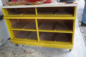 lot 49 image: Wooden Rolling Cabinet