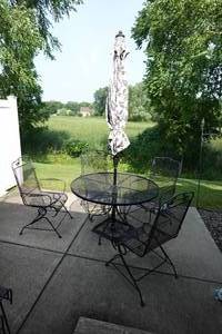 lot 148 image: Patio Table and Chair Set with Umbrella