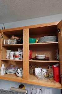 lot 349 image: Contents of Cabinets - Plates, Cups, Glasses
