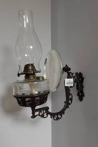 lot 341 image: Wall Mount Oil Lamp with Reflector
