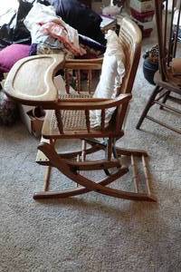 lot 444 image: Antique Rocking ChairHigh Chair Combination