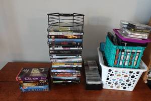 lot 610 image: DVDs, VHS Tapes, CDs, and Cassette Tapes