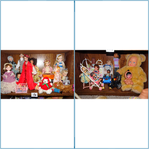 lot 555 image: Dolls - Effanbee, George and Martha Washington, Babies and Strollers