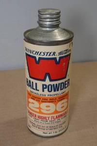 lot 119 image: Partial Can Winchester Western 296 Smokeless Ball Powder