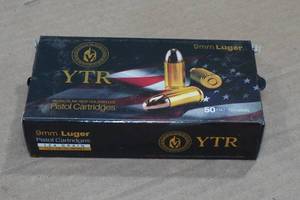 lot 129 image: 50 YTR 9mm Luger 124 Gr FMJ Ammo