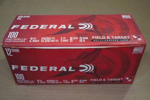 lot 173 image: 100 Federal Field & Target 12 Gauge 2-34 8 Shot Shotshells