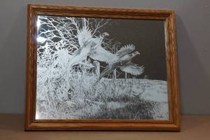 lot 80 image: James Meger Acid Etched Pheasant Mirror