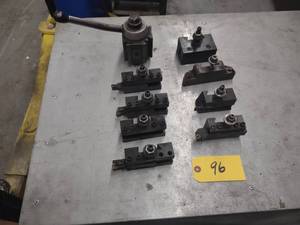 lot 96 image: Lathe Tool Post & (8) Tool Holders...
