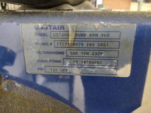 lot 202 image: Castair 5 hp. Air Compressor, 230 V...