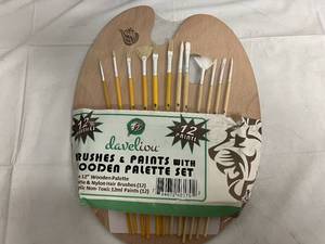 lot 92 image: Daveliou Brushes and Paints Wooden Palette Set