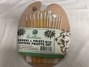 lot 93 image: Daveliou Brushes and Paints Wooden Palette Set