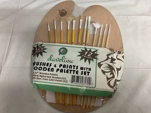 lot 94 image: Daveliou Brushes and Paints Wooden Palette Set