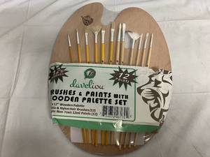 lot 96 image: Daveliou Brushes and Paints Wooden Palette Set