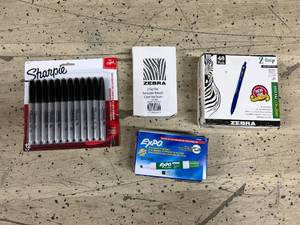 lot 104 image: Sharpies, Pens, and Green Expo Markers