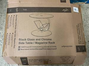 lot 108 image: Black Glass and Chrome Side Table