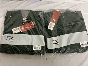 lot 135 image: Two Cutter and Buck Green Quarter Zip Sweaters - M