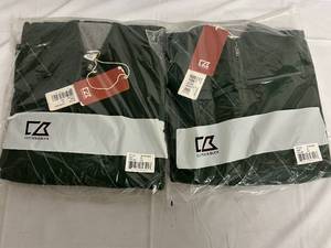 lot 136 image: Two Cutter and Buck Green Quarter Zip Sweaters - M