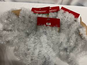 lot 8 image: 6x 15ft Soft White Tinsel Garland