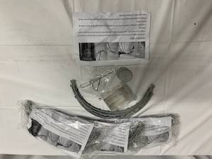 lot 14 image: 4x Hanging Lighted Tree GlobesBalls-Stainless Steel