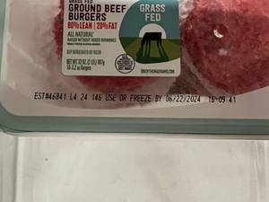 lot 34 image: D. 10x 3.20oz Grass Fed Burgers-All Natural