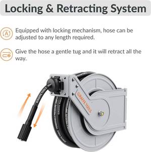 lot 8 image: Giraffe Tools Retractable Pressure Washer Hose Reel