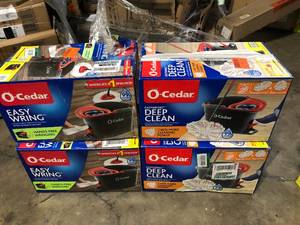 lot 4 image: Lot of O-Cedar EasyWring Deep Clean Microfiber Spin Mop with Bucket System and 1 Extra Mop Head Refill Customer Returns See Pictures